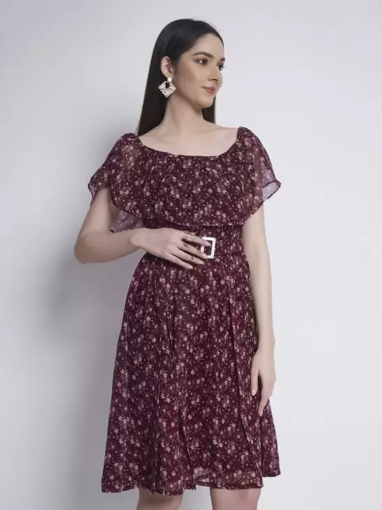 Printed Fit & Flare Dress - image 6