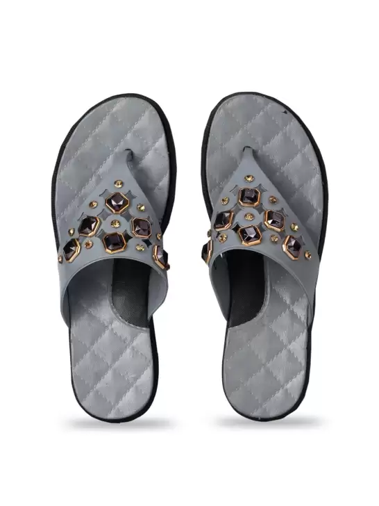 Women Embellished Thong Flip-Flops - image 6
