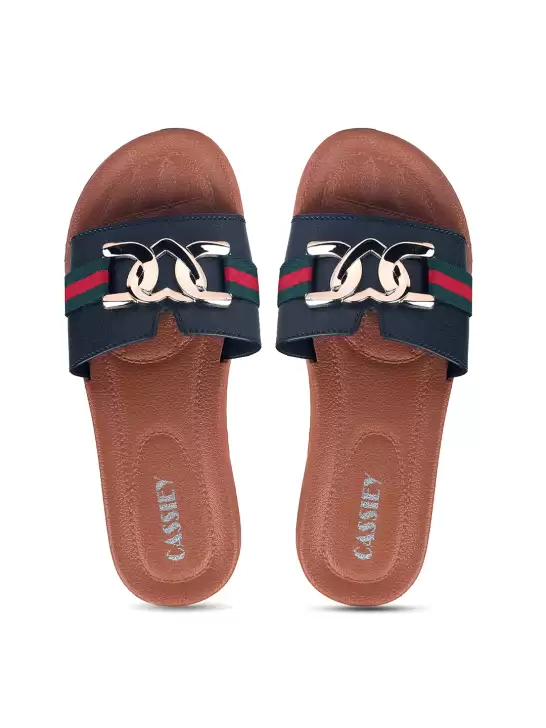 Women Embellished Rubber Sliders - image 6