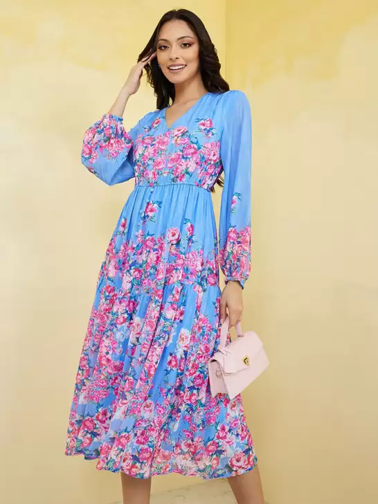 Floral Print Fit & Flare Dress - image 6