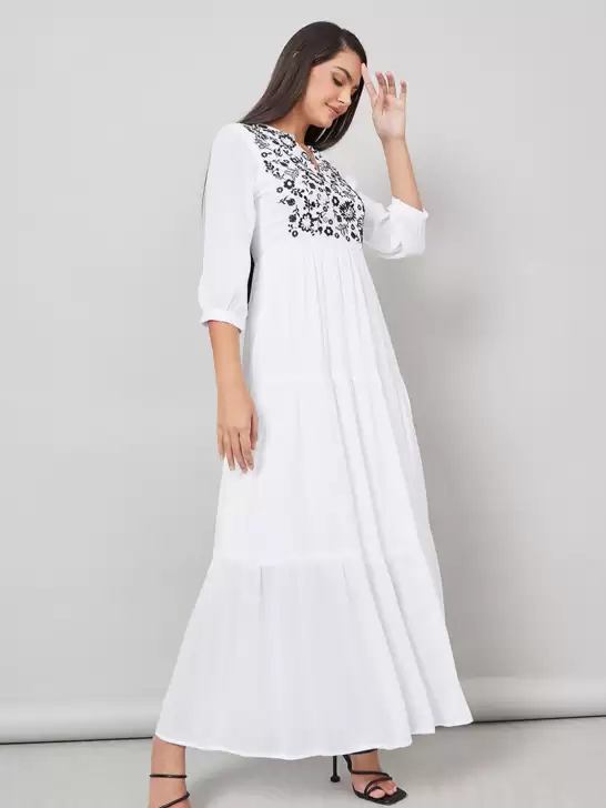 Embroidered Fit & Flare Dress - image 6
