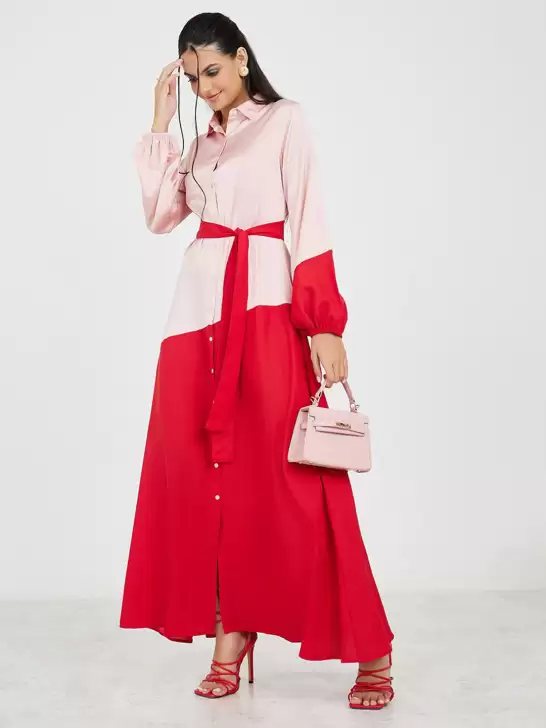 Colourblocked Shirt Maxi Dress - image 6