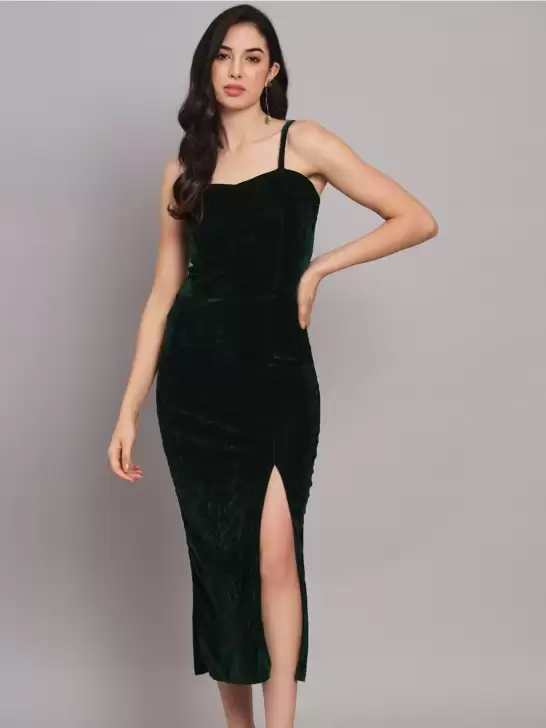 Velvet Sheath Midi Dress - image 6