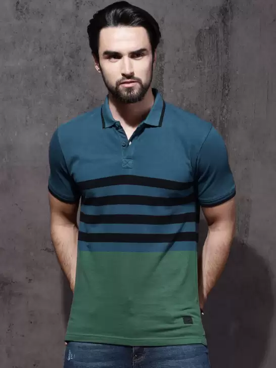 Striped Polo Collar Pure Cotton T-shirt - image 6