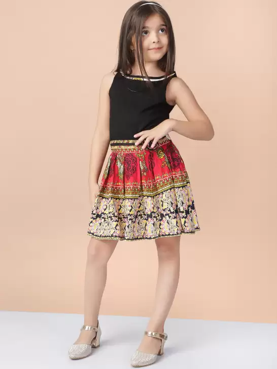 Girls Printed Fit and Flare Dress - image 6