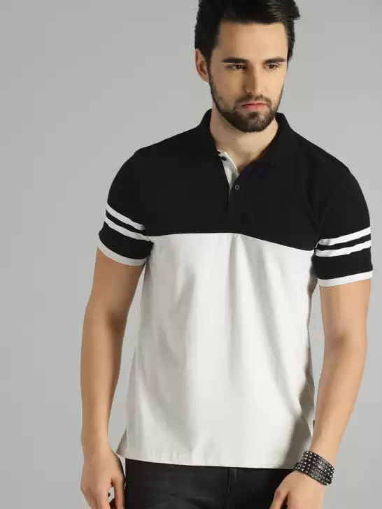 Colourblocked Polo Collar Pure Cotton T-shirt - image 6
