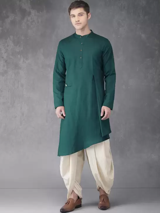 Men Solid Kurta with Dhoti Pants - image 6