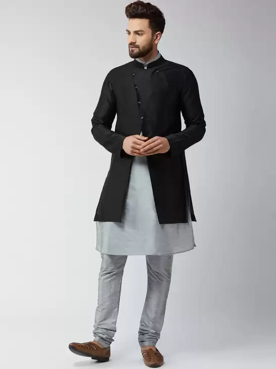 Men Self Design Kurta with Churidar - image 6