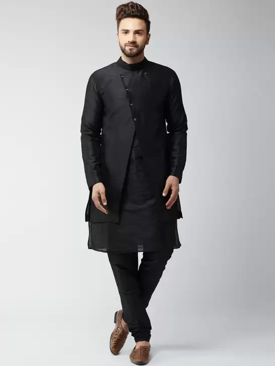 Men Self Design Kurta with Churidar - image 6