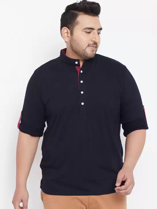 Plus Size Solid Henley Neck Pure Cotton T-shirt - image 6