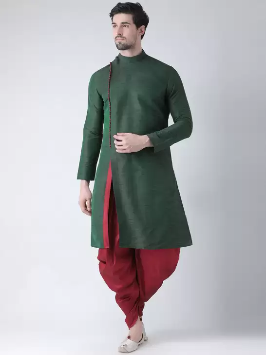 Men Self Design Kurta with Patiala - image 6