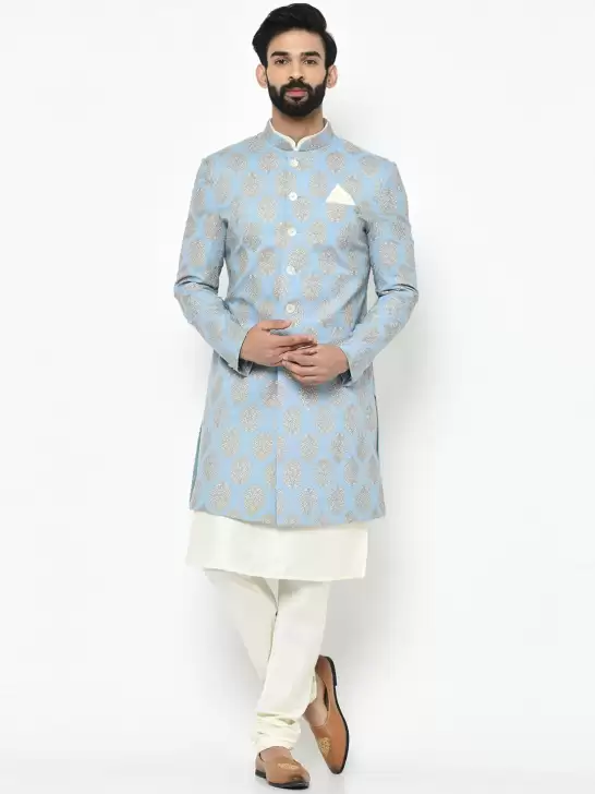 Men Printed Sherwani Set - image 6