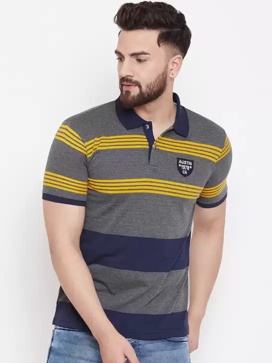 Striped Polo Collar T-shirt - image 6