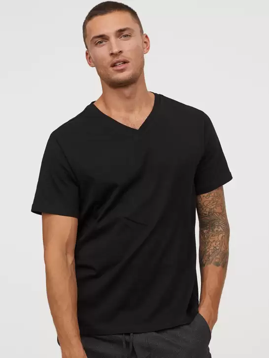 V-neck Pure Cotton T-shirt Regular Fit - image 6