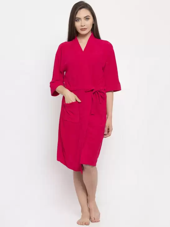 Women Solid Bath Robe - image 6