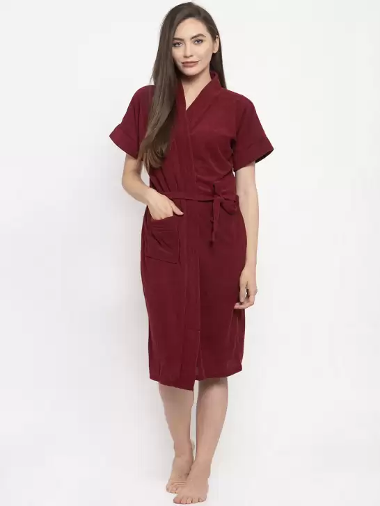 Women Solid Bath Robe - image 6
