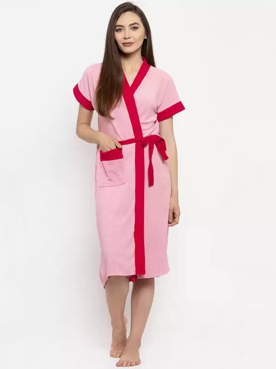 Women Colourblocked Bath Robe - image 6