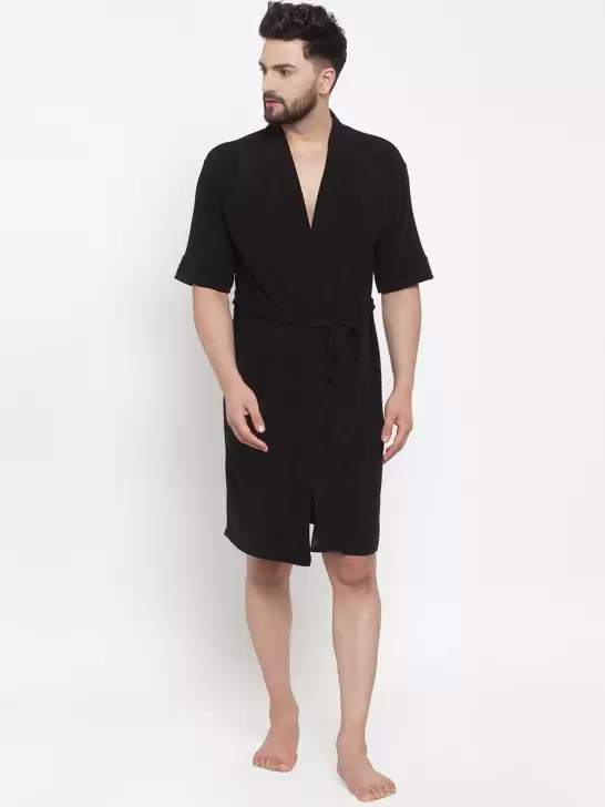 Men Solid Bath Robe - image 6