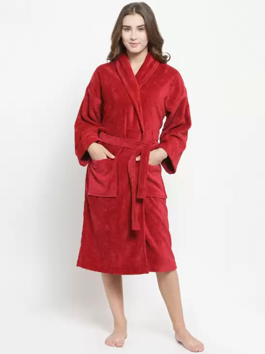 Women Solid Comfort Large Bath Robe - image 6