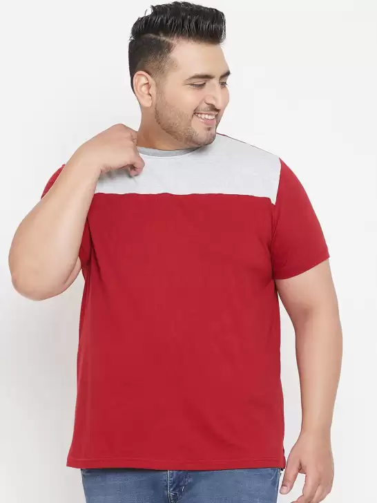 Plus Size Colourblocked Round Neck Pure Cotton T-shirt - image 6