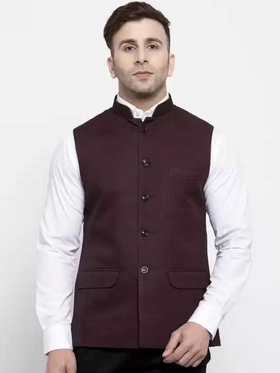 Men Solid Satin Nehru Jacket - image 6