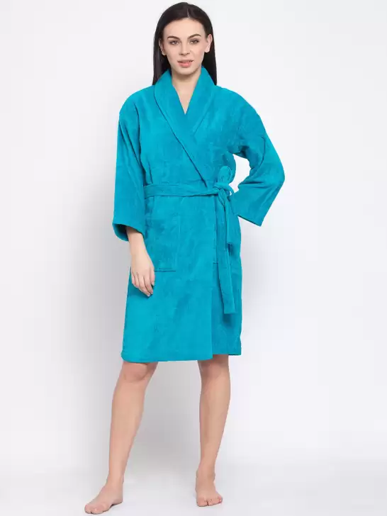 Women Solid Bath Robe