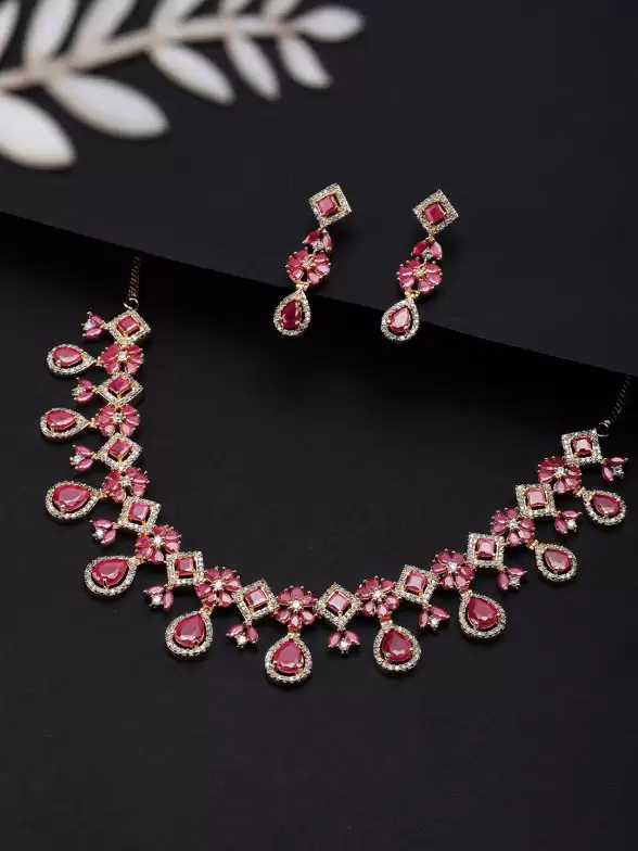 Women Gold-Plated Studded Jewellery Set - image 7