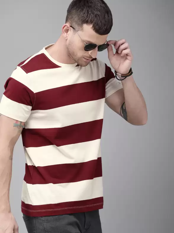 Striped Round Neck Pure Cotton T-shirt - image 7