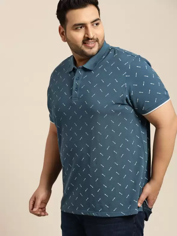 Plus Size Printed Polo Collar T-shirt - image 7