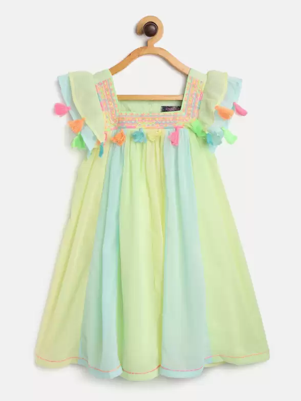 Girls Colourblocked A-Line Dress - image 7