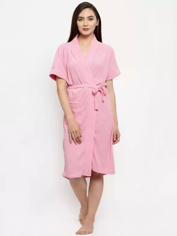 Women Solid Bath Robe - image 7