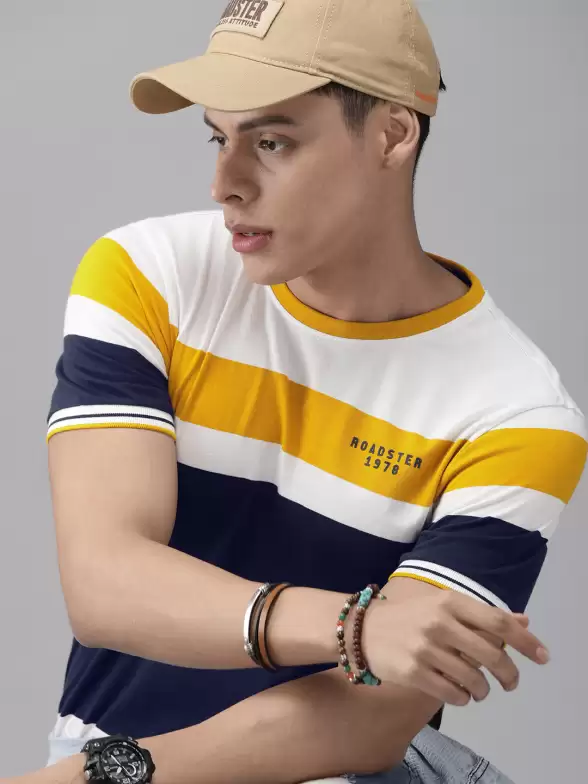 Colourblocked Round Neck Pure Cotton T-shirt - image 7