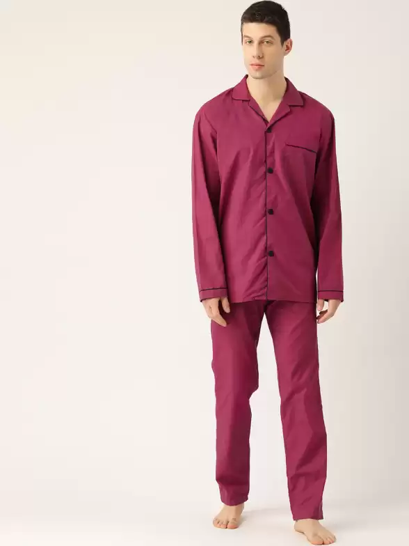 Men Solid Cotton Night suit - image 7