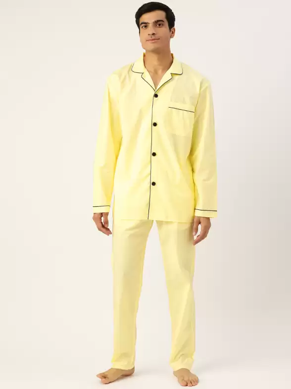 Men Cotton Solid Pyjamas Set - image 7