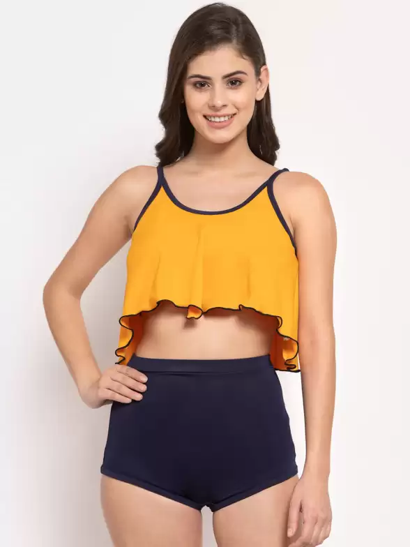 Women Solid Two Piece Swim Set - image 7