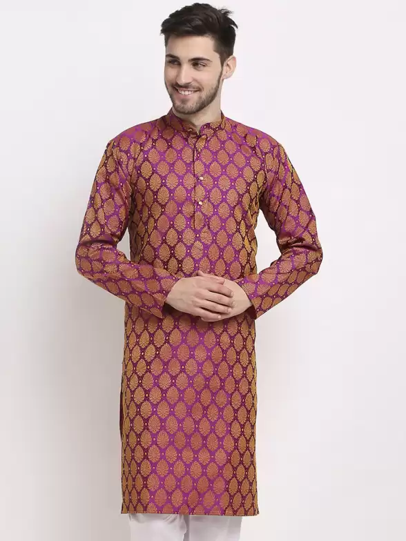 Men Woven Design Kurtas - image 7
