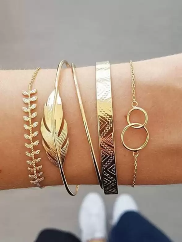 Women Set Of 5 Cuff Bracelets - image 7