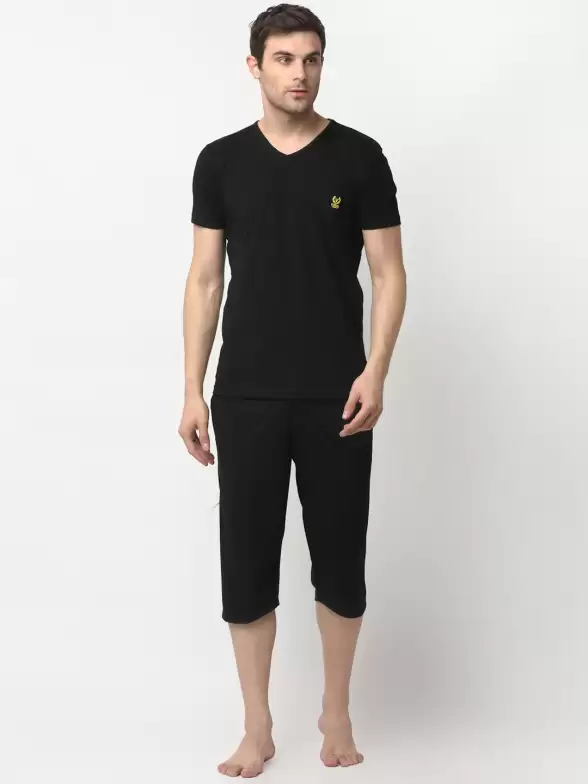 Men Solid Night suit - image 7