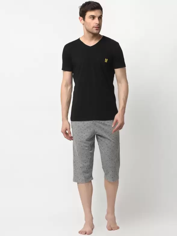 Men Solid Night suit - image 7