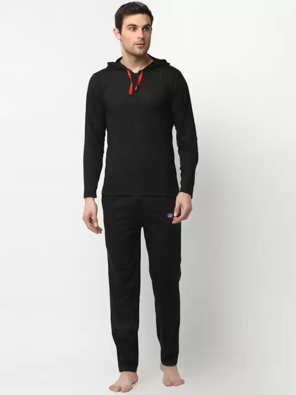 Men Solid Night suit - image 7