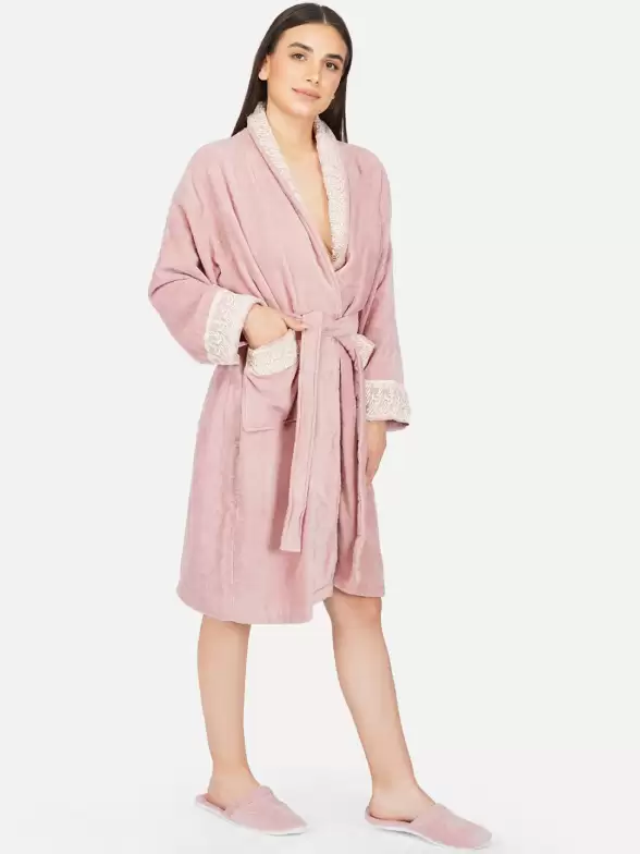 Women 550 GSM Lace Bathrobe - image 7