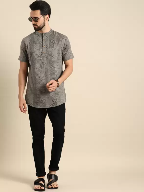 Men Geometric Printed Kurta - image 7