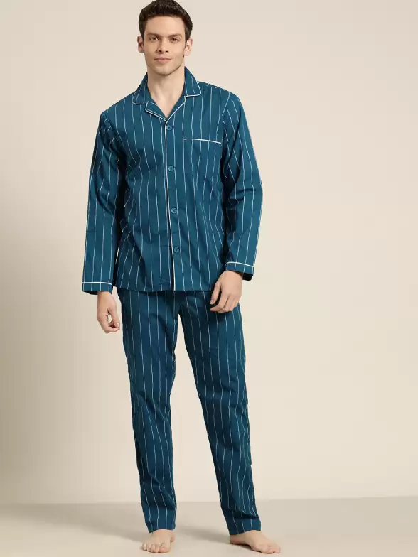 Men Cotton Striped Pyjama Set - image 7