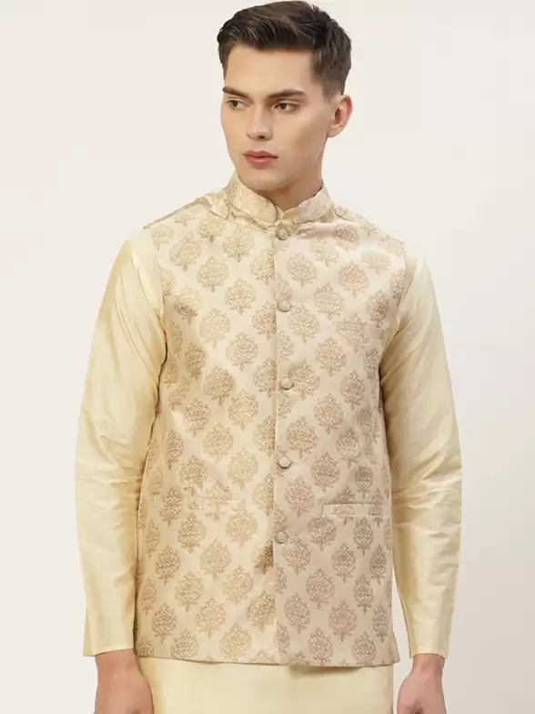 Men Woven Design Nehru Jackets - image 7