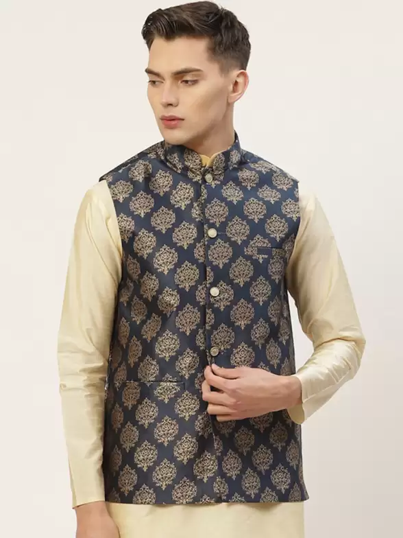 Men Printed Woven Nehru Jackets - image 7