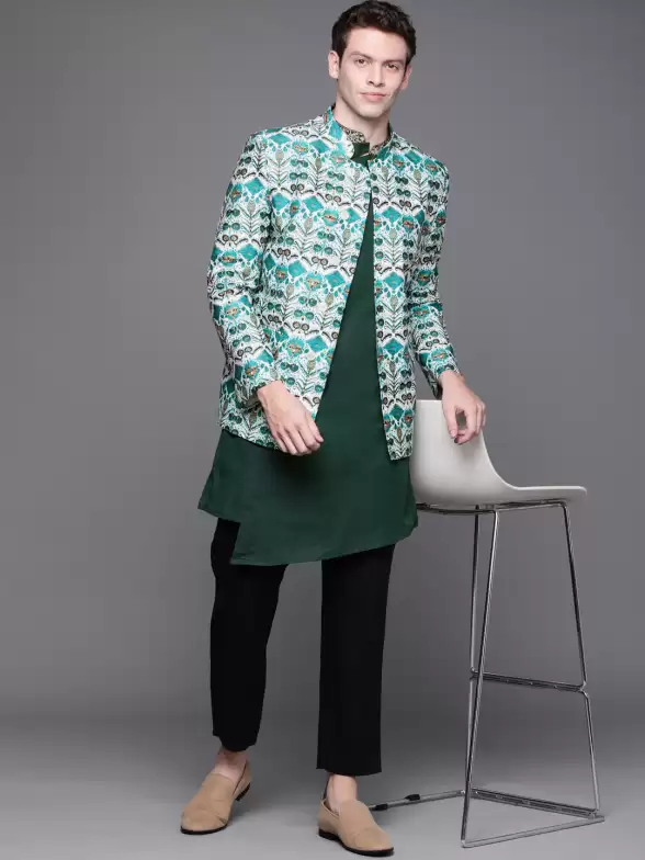 Men Printed Bandhgala Blazer - image 7