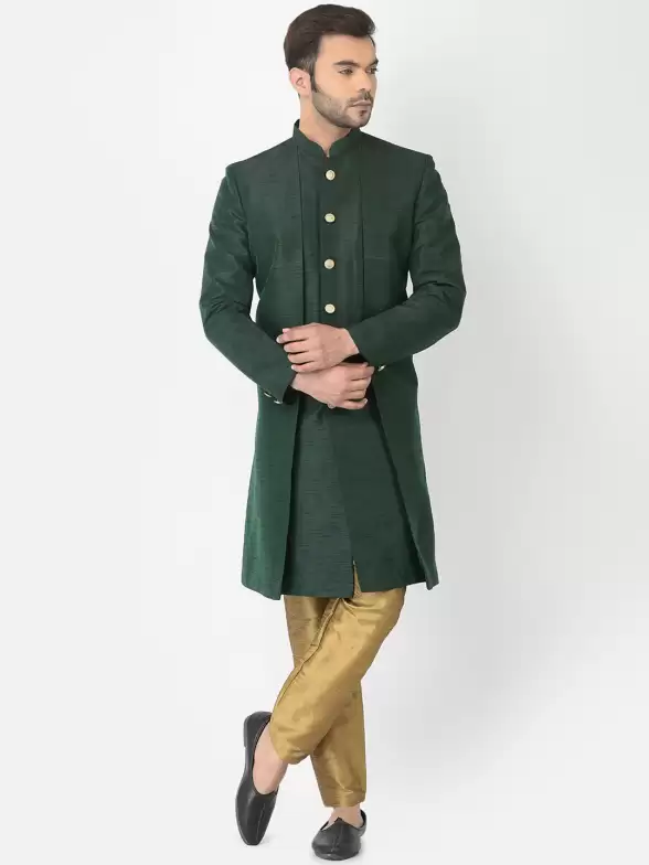 Men Solid  Sherwani Set - image 7