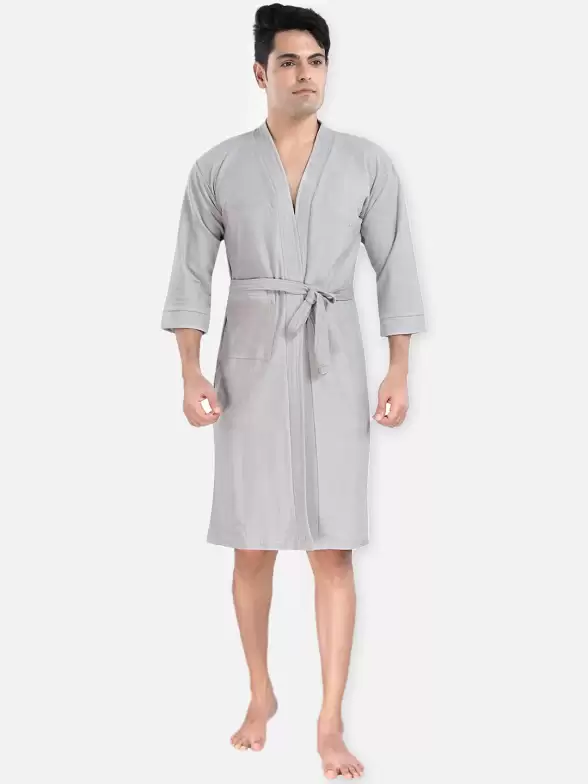 Men Solid Bath Robe - image 7