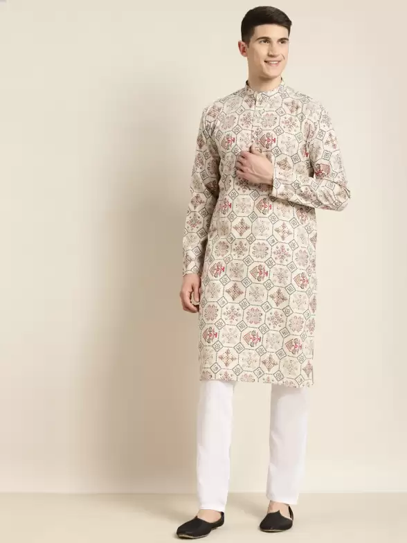 Men Printed Kurta with Churidar - image 7