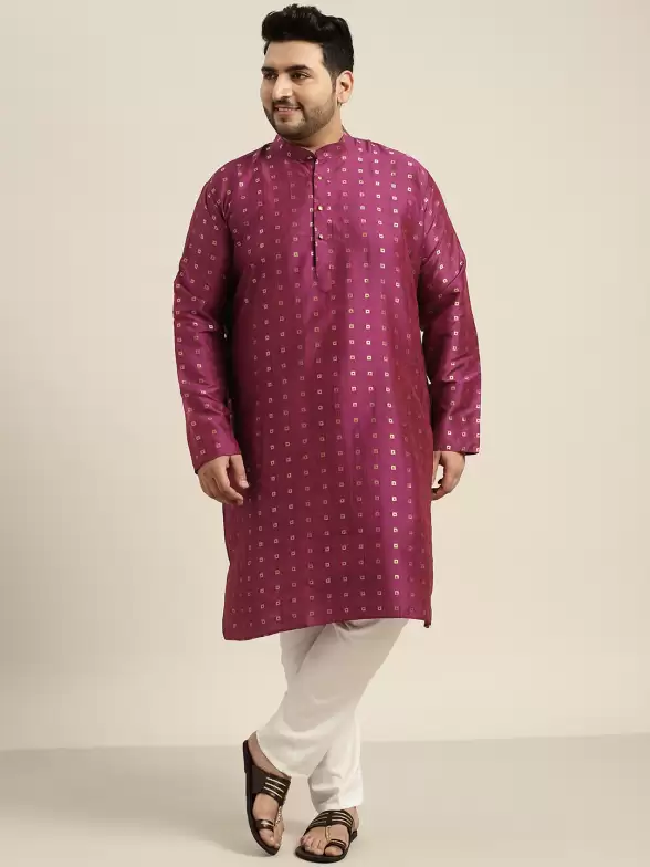 Men Plus Size Geometric Kurta - image 7